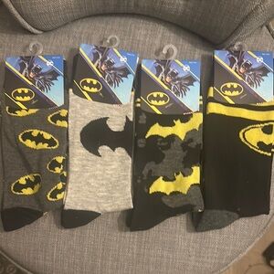 DC Batman Themed Men's Socks - Black, Gray, Yellow